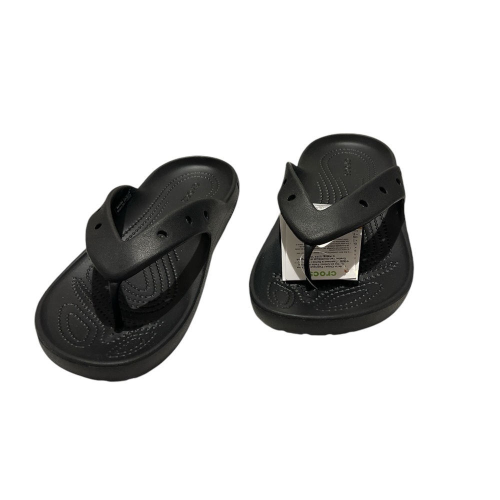 Crocs classic flip flops black with charms size 8 women’s/ 6 men’s. - Picture 4 of 7